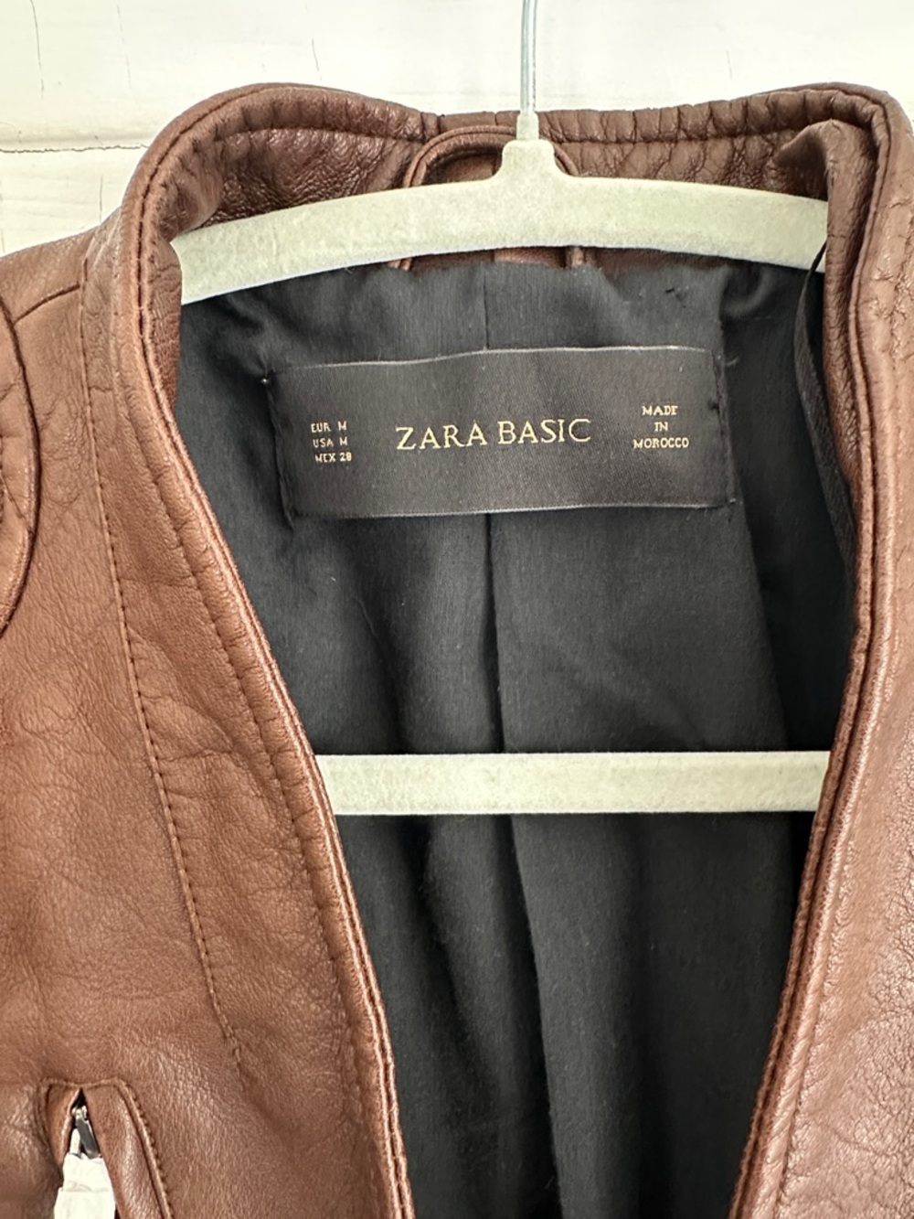 Zara Brown Faux Leather Bomber Jacket - Picture 2 of 7
